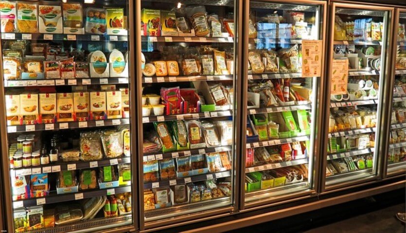 Chilled cabinet in supermarket